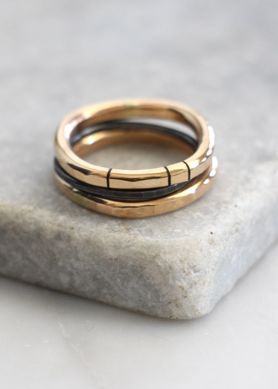 Colleen Mauer Designs | 3 Stack Oxidized Definition Round Ring
