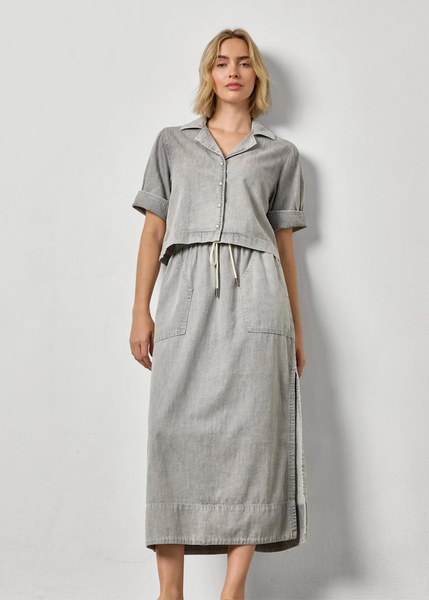 Lilla P | Denim Drawcord Skirt | Grey Wash - The Phoenix