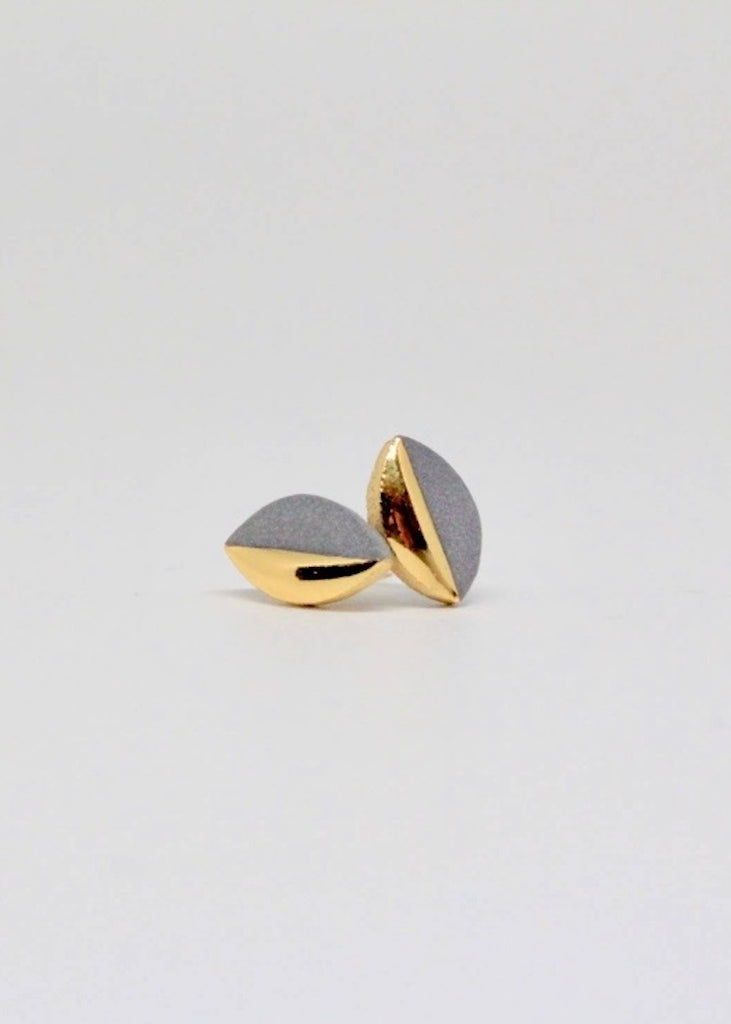 Mier Luo | Gold Dipped Marquise Studs Grey