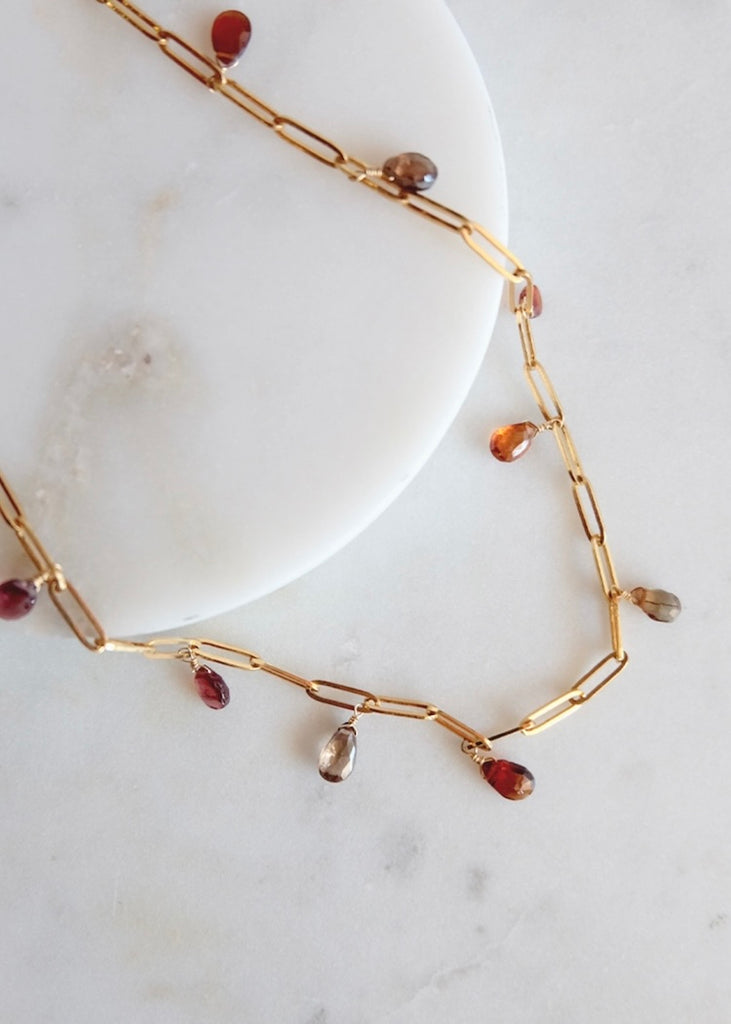 14k Gold Chain Multicolored Sapphire Necklace