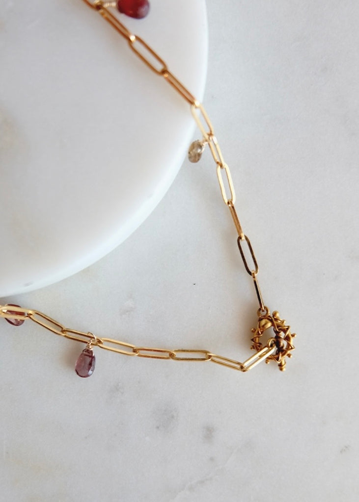 14k Gold Chain Multicolored Sapphire Necklace