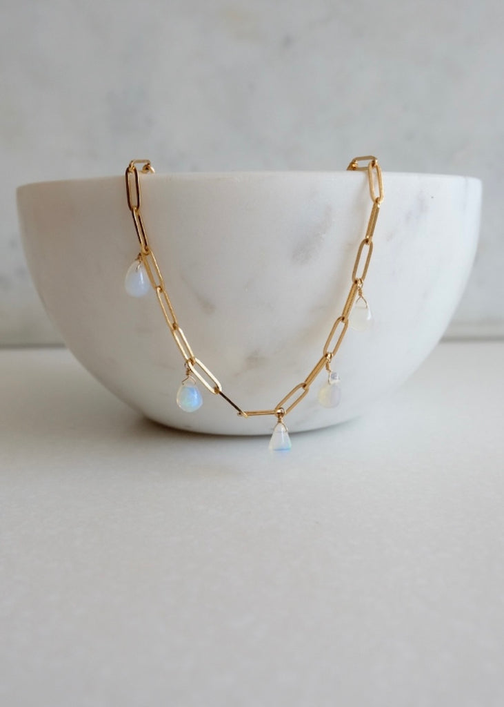 14k Gold Chain Opal Necklace