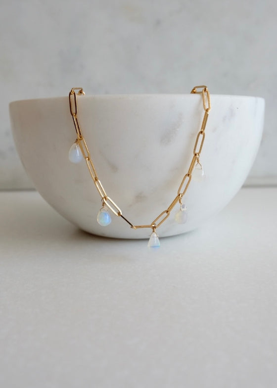 14k Gold Chain Opal Necklace