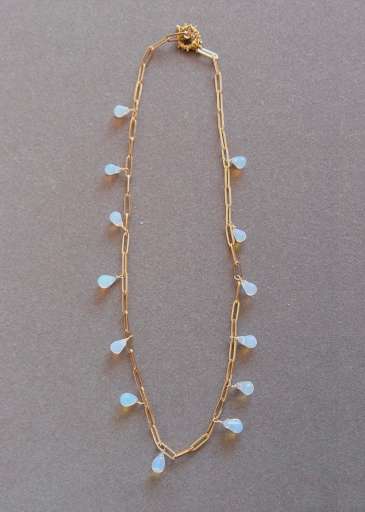 14k Gold Chain Opal Necklace