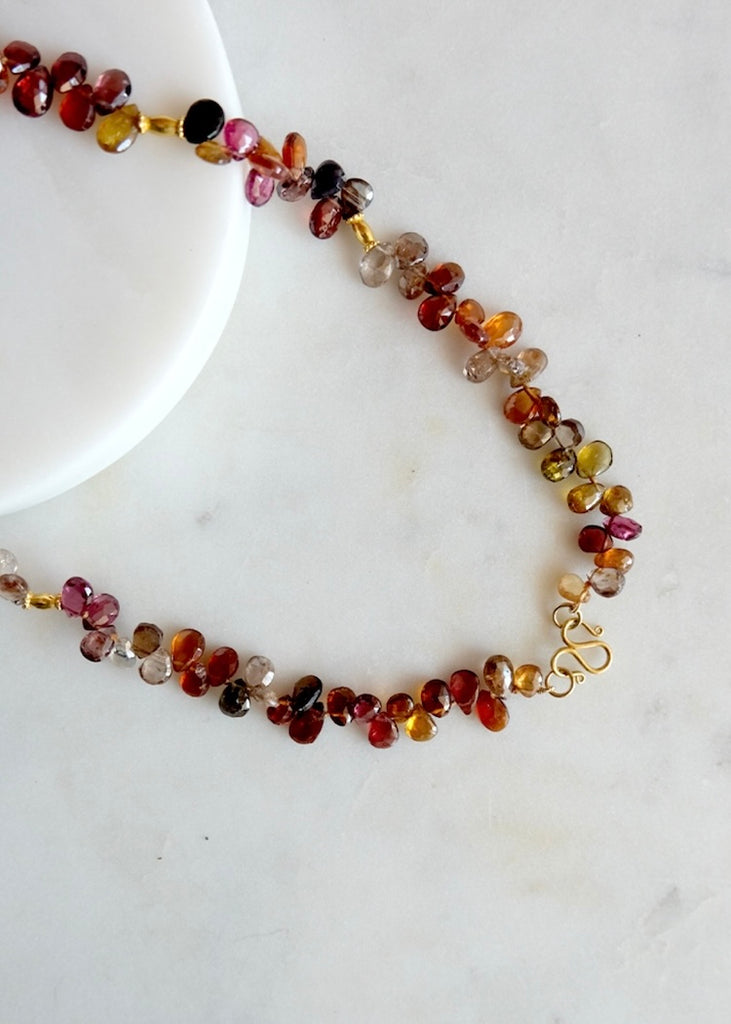 18k Brown Multicolored Sapphire Necklace