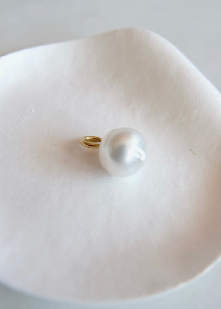 18k K Hoop with Baroque Pearl Charm