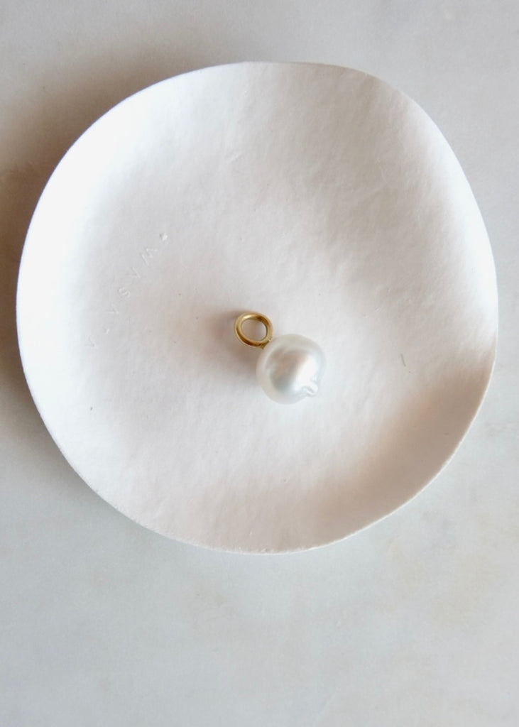 18k K Hoop with Baroque Pearl Charm