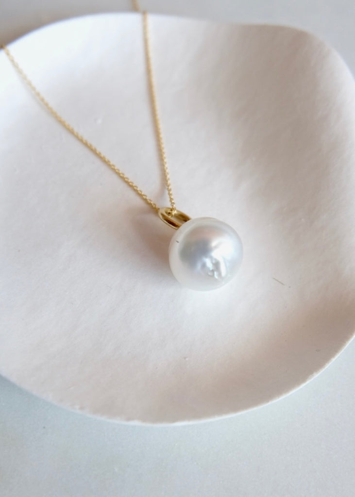 18k K Hoop with Baroque Pearl Charm