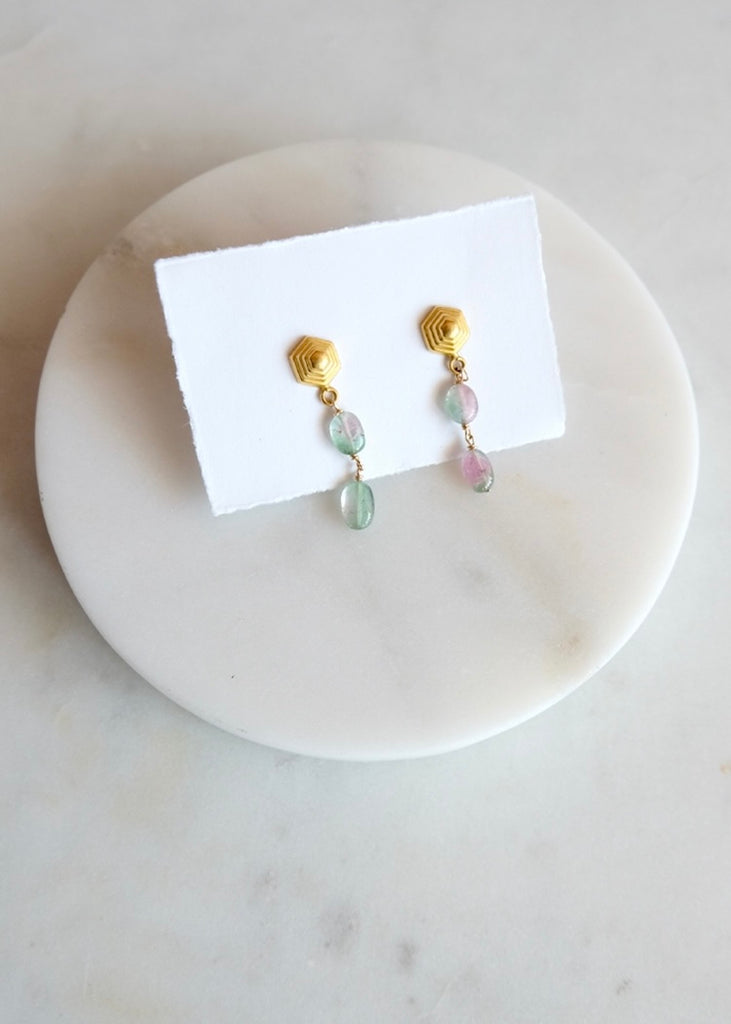 18k Watermelon Tourmaline Earrings