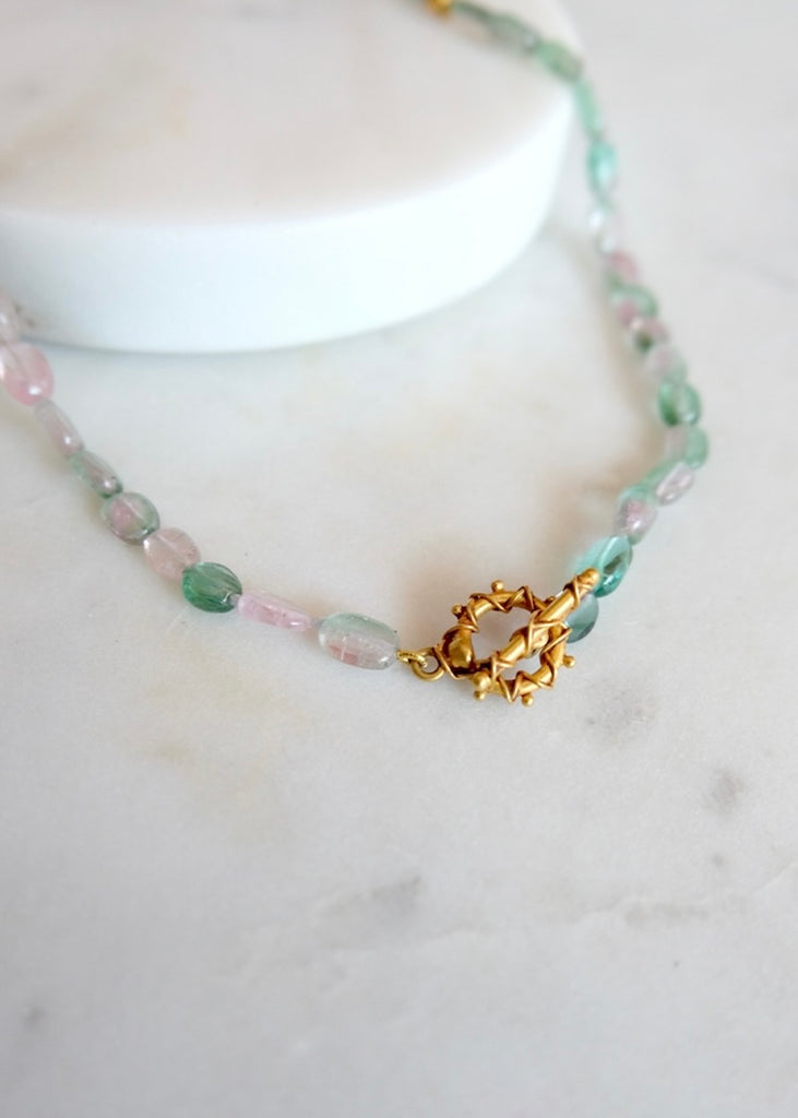 18k Watermelon Tourmaline Necklace