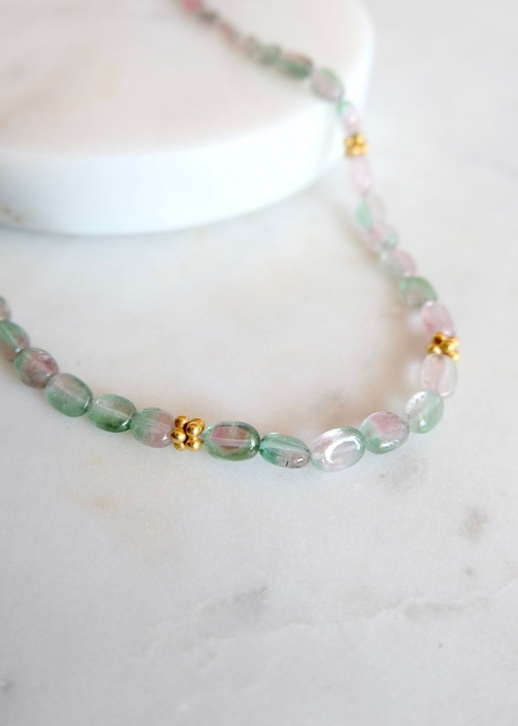 18k Watermelon Tourmaline Necklace