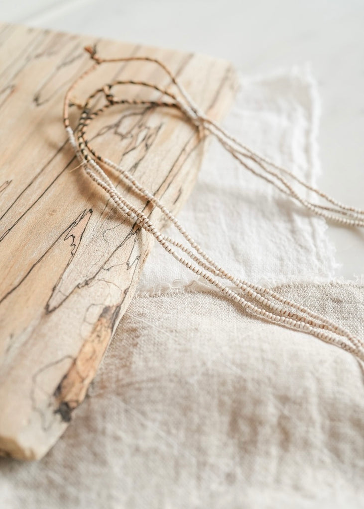 3 Strands Old Seed White Trade Beads