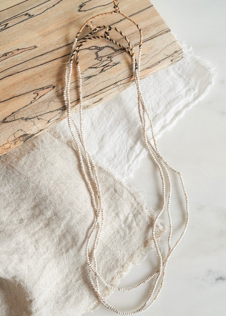 3 Strands Old Seed White Trade Beads