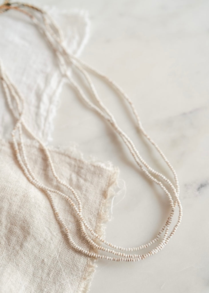 3 Strands Old Seed White Trade Beads
