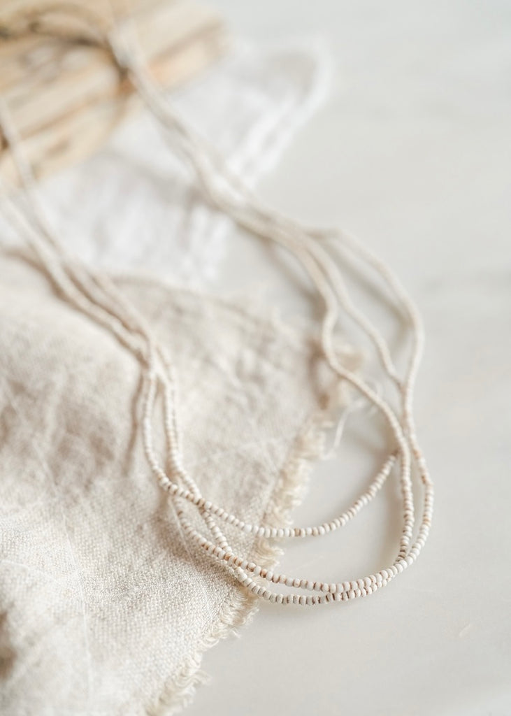 3 Strands Old Seed White Trade Beads