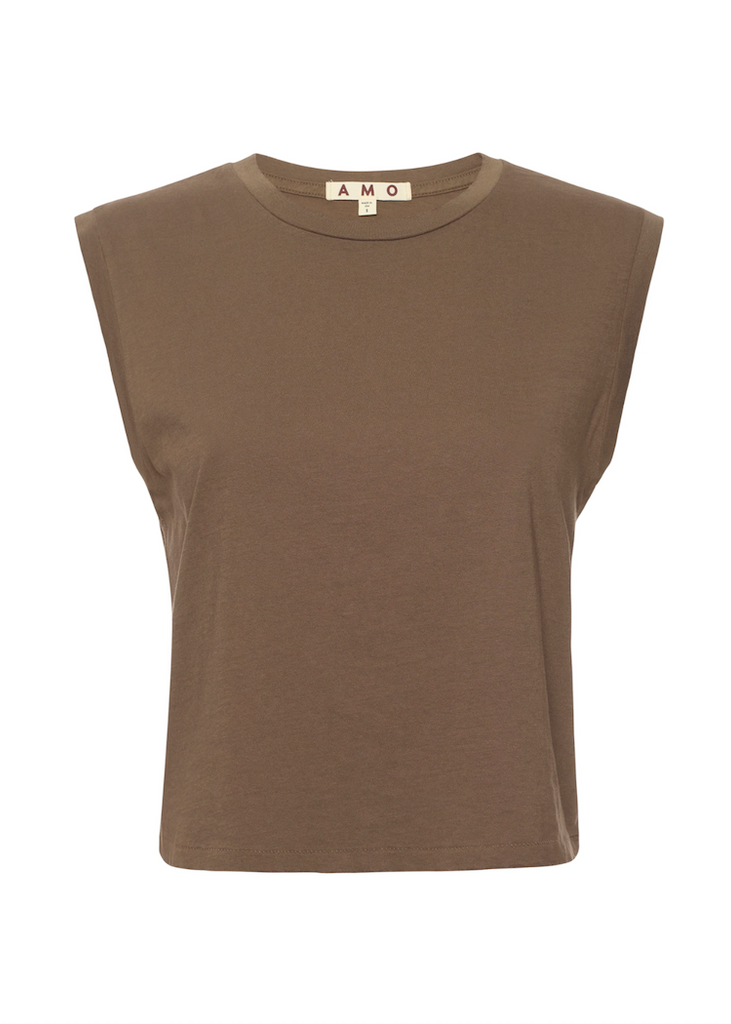 AMO Denim | Sleeveless Babe Tee | Coffee
