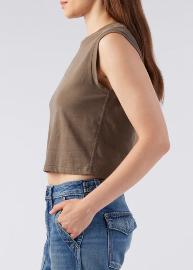 AMO Denim | Sleeveless Babe Tee | Coffee
