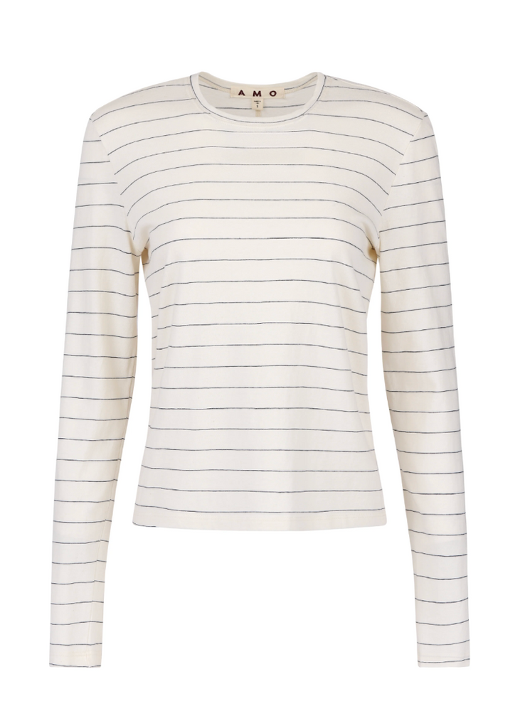AMO | Drew Long Sleeve Tee in Stripe