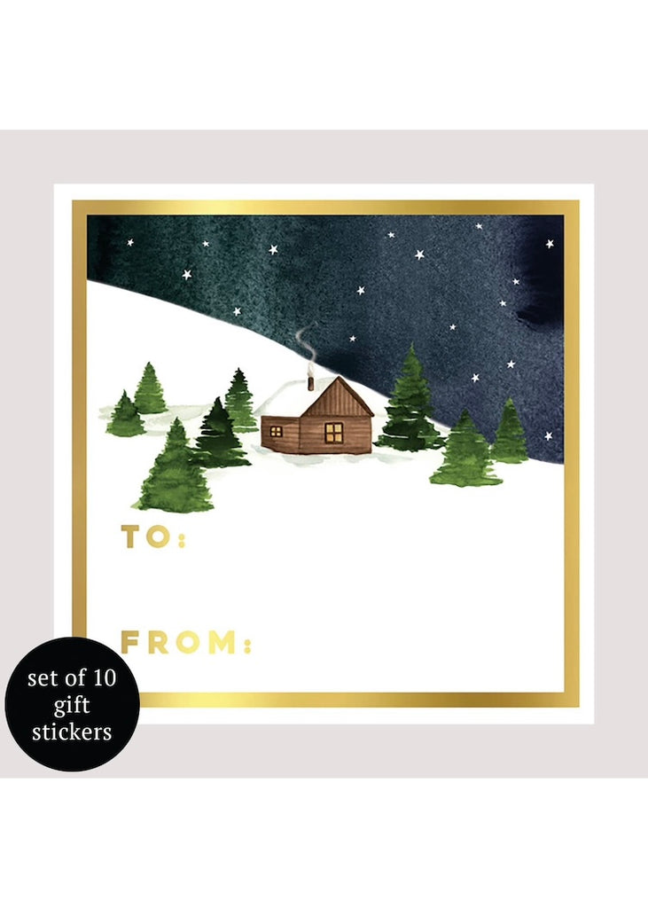 Abigail Jayne Design | Snowy Cabin Holiday Gift Stickers - Set of 10