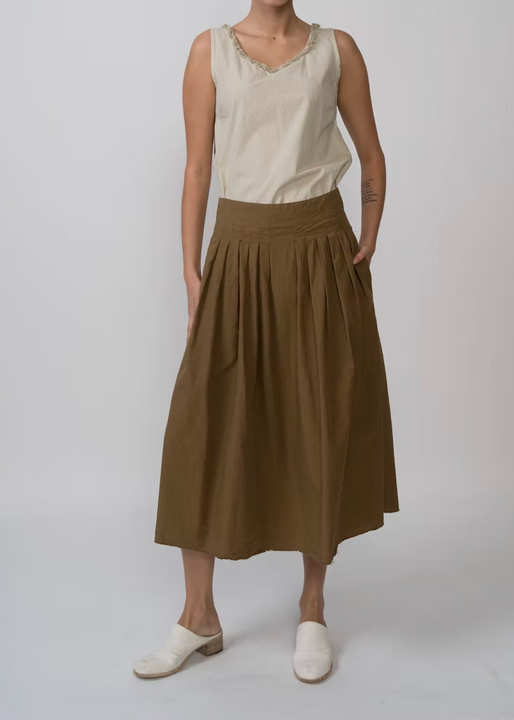 Aequamente | Fine Cotton Skirt | Legno Brown