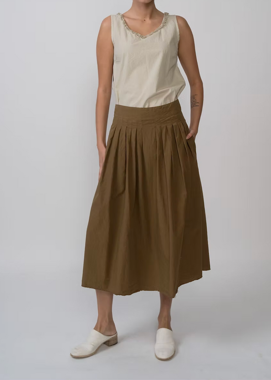 Aequamente | Fine Cotton Skirt | Legno Brown