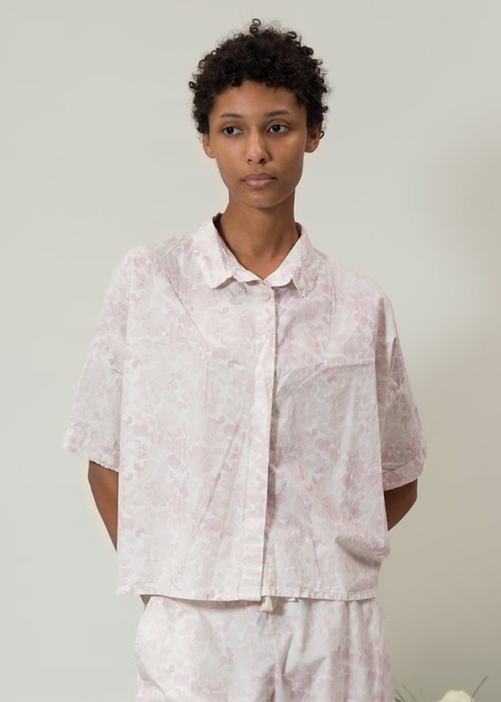 Aequamente | Printed Cotton Shirt | Pink Flowers