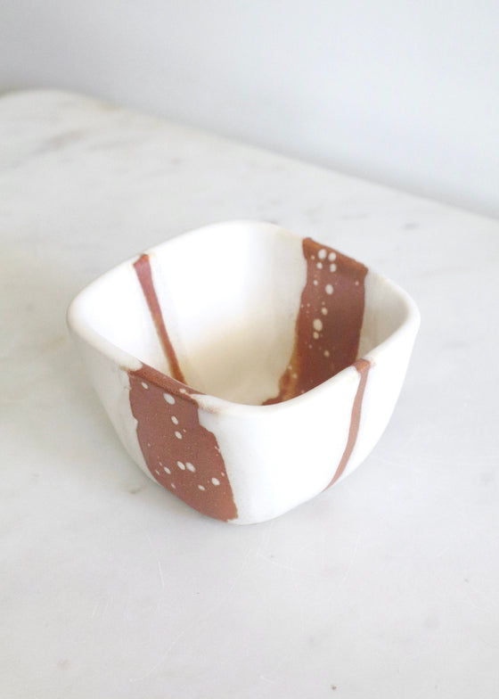 Alex Marshall Studios | 4" Square Bowl in Sienna | Matte White
