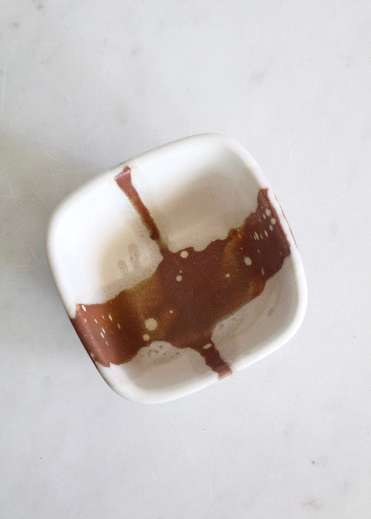 Alex Marshall Studios | 4" Square Bowl in Sienna | Matte White
