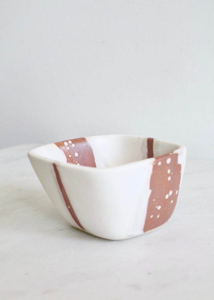 Alex Marshall Studios | 4" Square Bowl in Sienna | Matte White