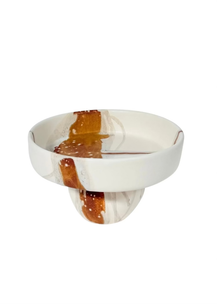 Alex Marshall Studios | 8" Footed Bowl | Sienna on Matte White