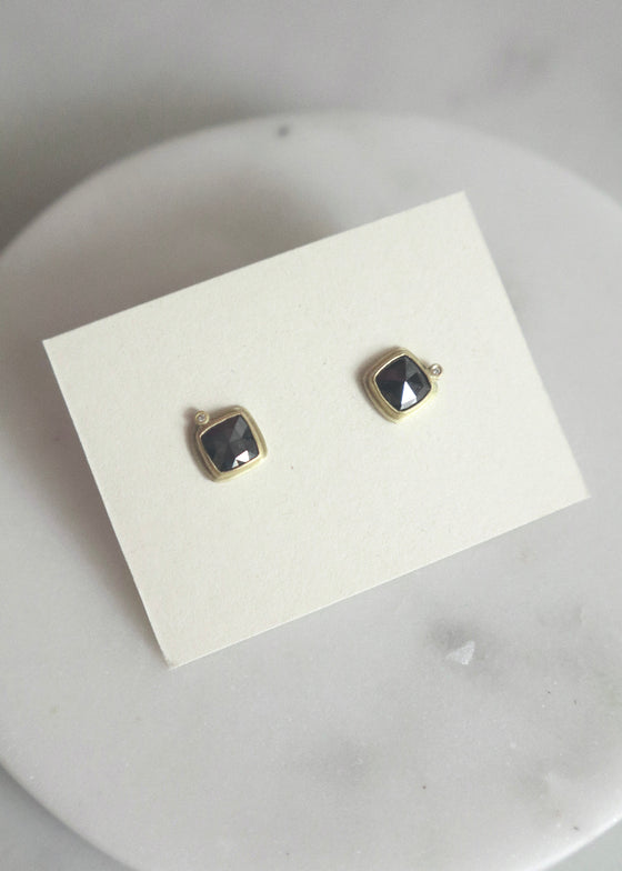 Ananda Khalsa | 22k Square Rosecut Black Diamond Stud Earring