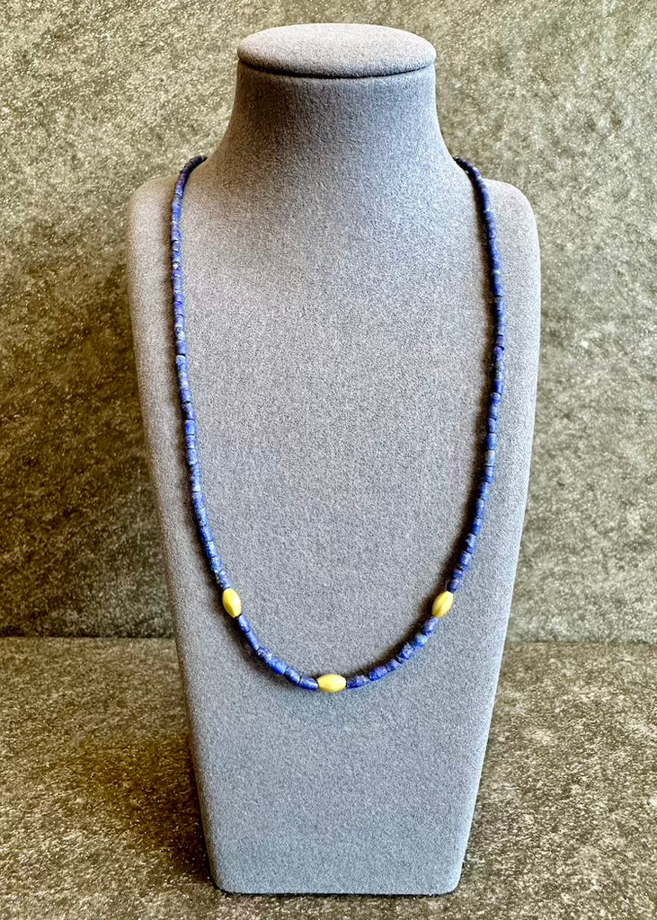 Ananda Khalsa | Beaded Lapis Necklace With 20k Gold Rice Beads