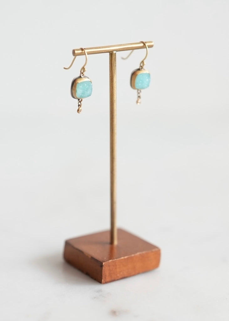 Ananda Khalsa | Chyrsocholla Druzy Earring