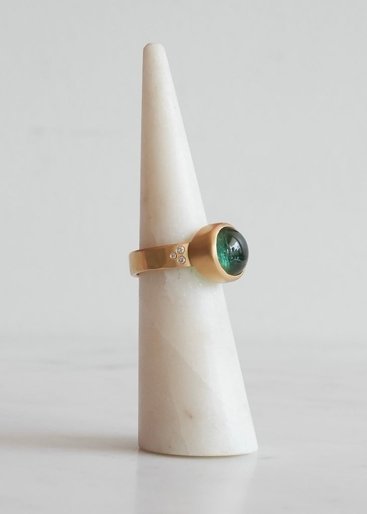Ananda Khalsa | Green Tourmaline Cabochon Ring