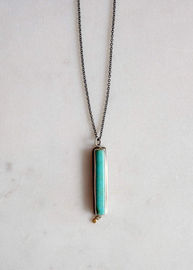 Ananda Khalsa | Long Turquoise Bar Necklace