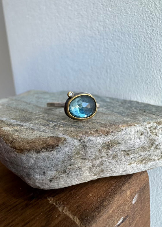 Ananda Khalsa | Rosecut London Blue Topaz Ring