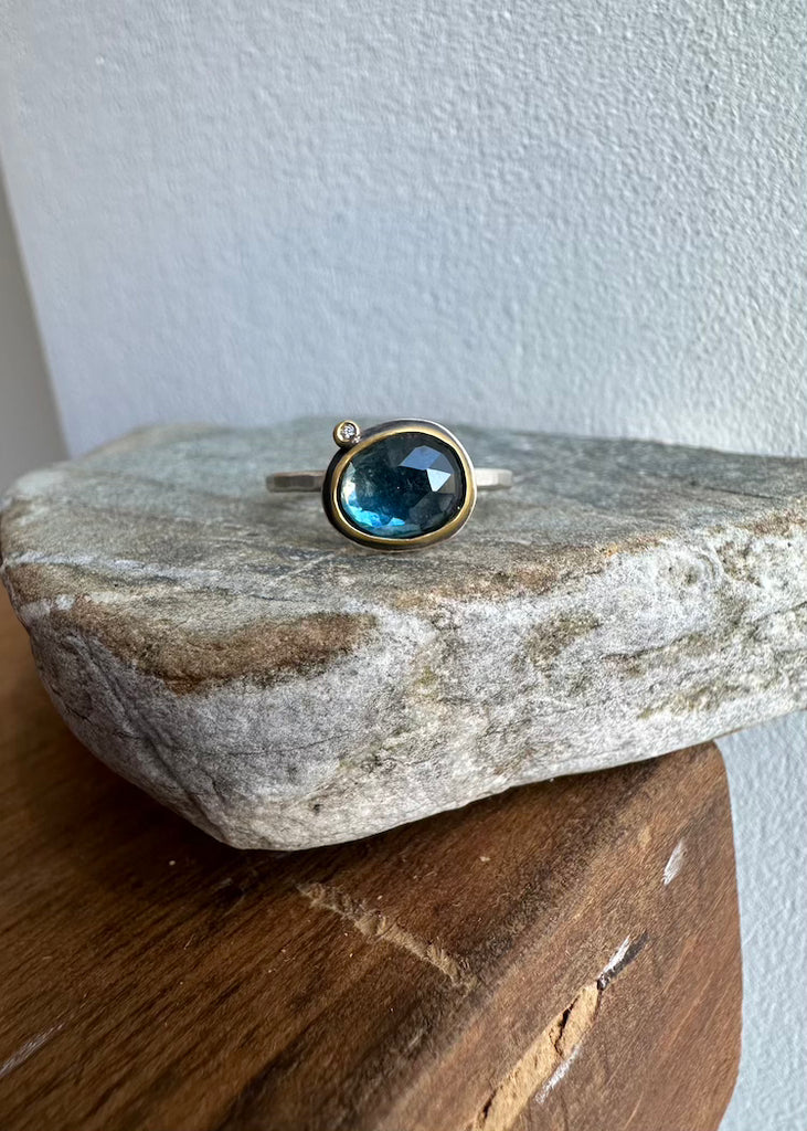 Ananda Khalsa | Rosecut London Blue Topaz Ring