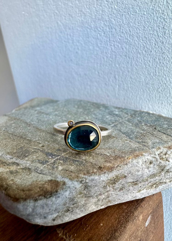 Ananda Khalsa | Rosecut London Blue Topaz Ring