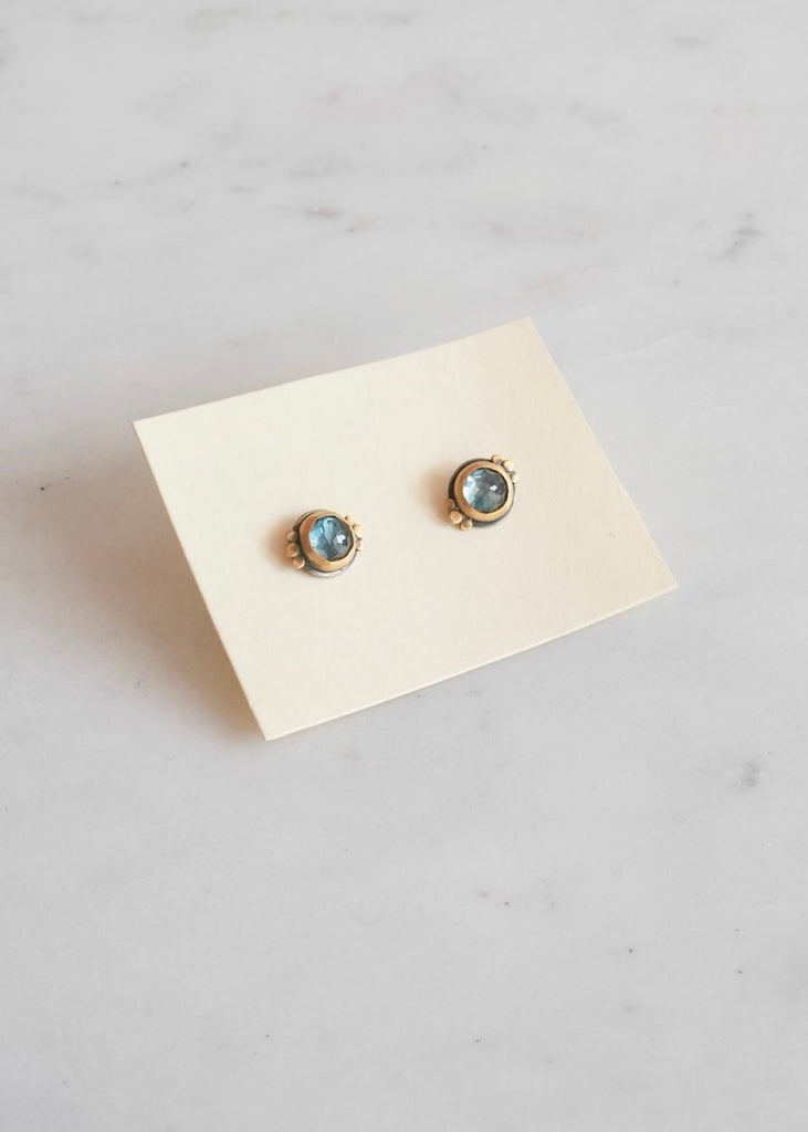 Ananda Khalsa | Rosecut London Blue Topaz + 22k Stud Earring