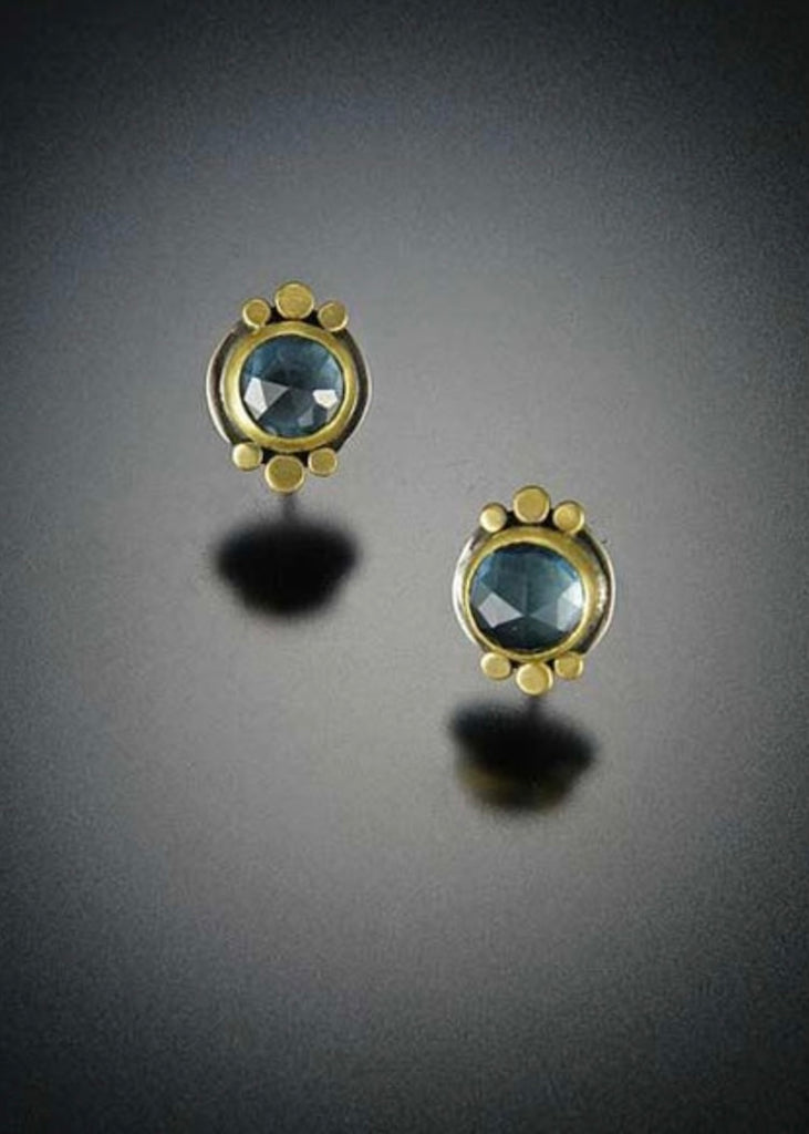 Ananda Khalsa | Rosecut London Blue Topaz With 22k Gold Stud Earrings