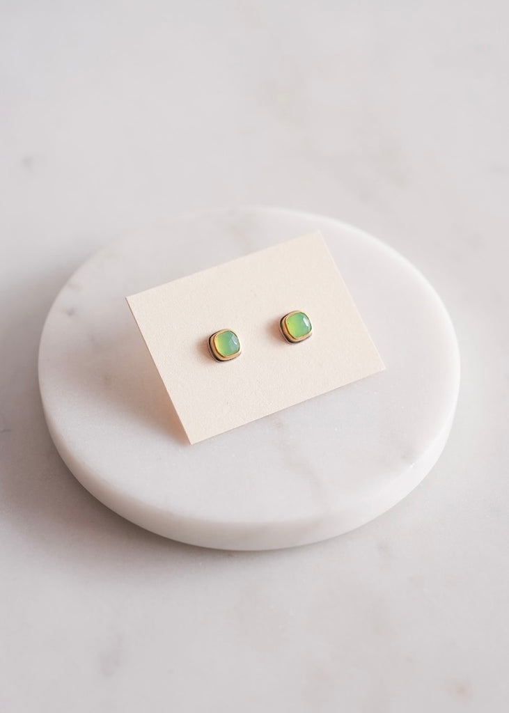 Ananda Khalsa | Rosecut Square Chrysoprase Stud Earring