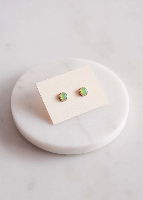 Ananda Khalsa | Rosecut Square Chrysoprase Stud Earring