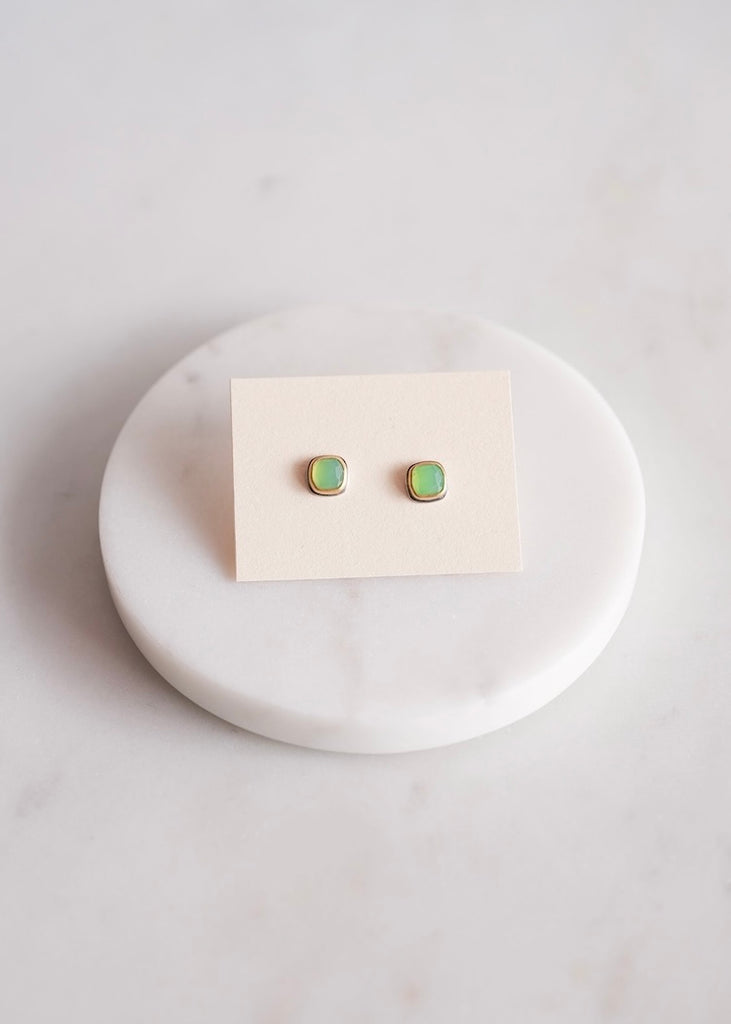 Ananda Khalsa | Rosecut Square Chrysoprase Stud Earring