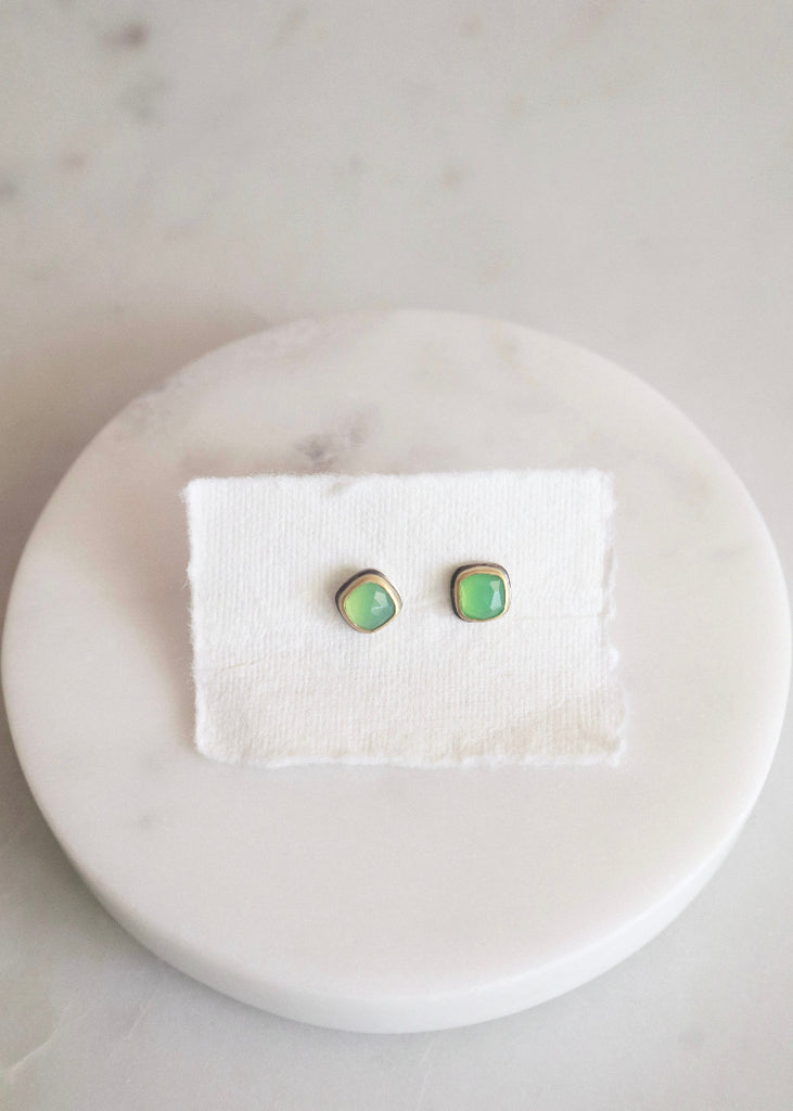Ananda Khalsa | Rosecut Square Chrysoprase Stud Earring