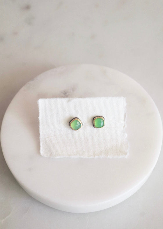 Ananda Khalsa | Rosecut Square Chrysoprase Stud Earring