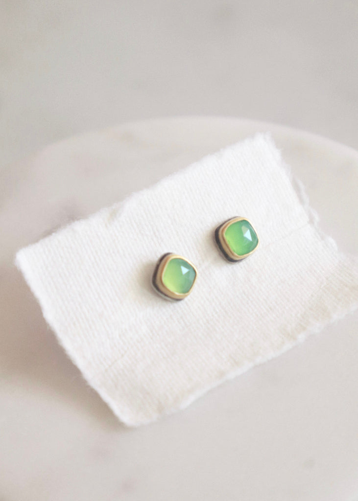 Ananda Khalsa | Rosecut Square Chrysoprase Stud Earring