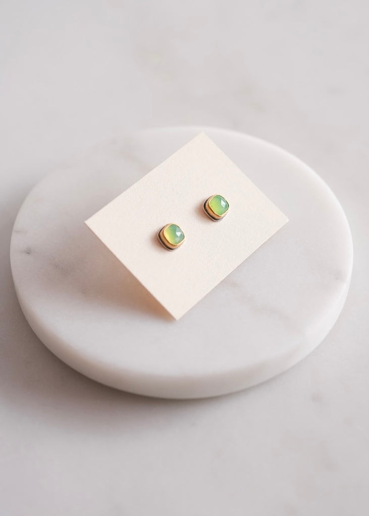 Ananda Khalsa | Rosecut Square Chrysoprase Stud Earring