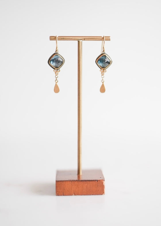 Ananda Khalsa | Rosecut Square London Blue Topaz Earrings