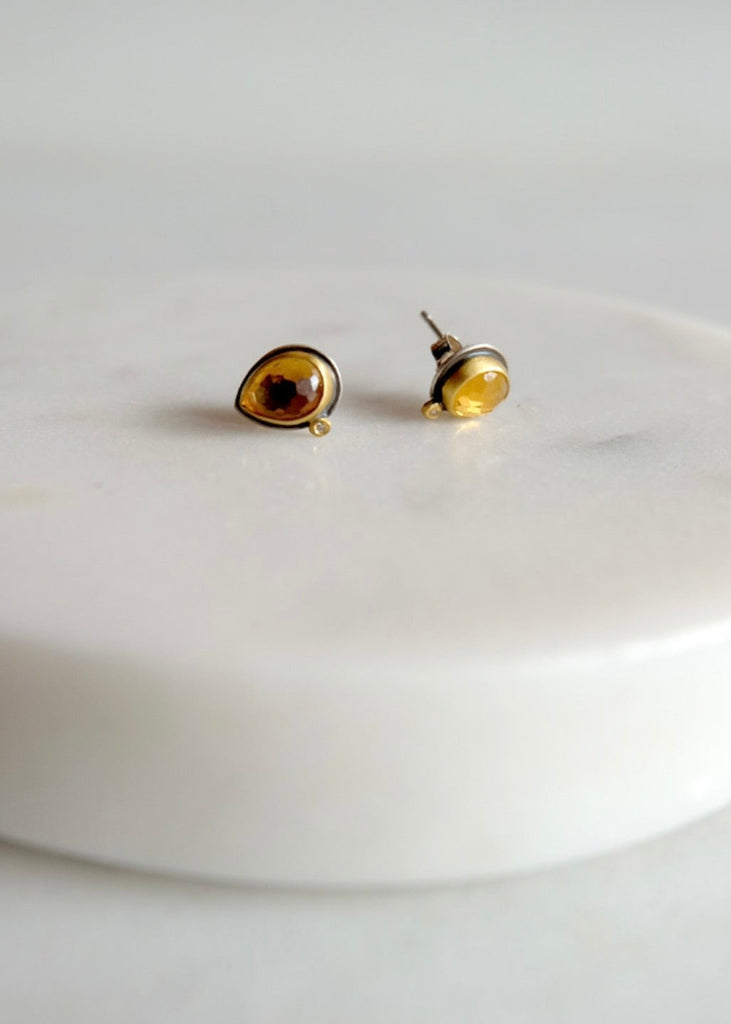 Ananda Khalsa | Rosecut Teardrop Citrine Stud Earring
