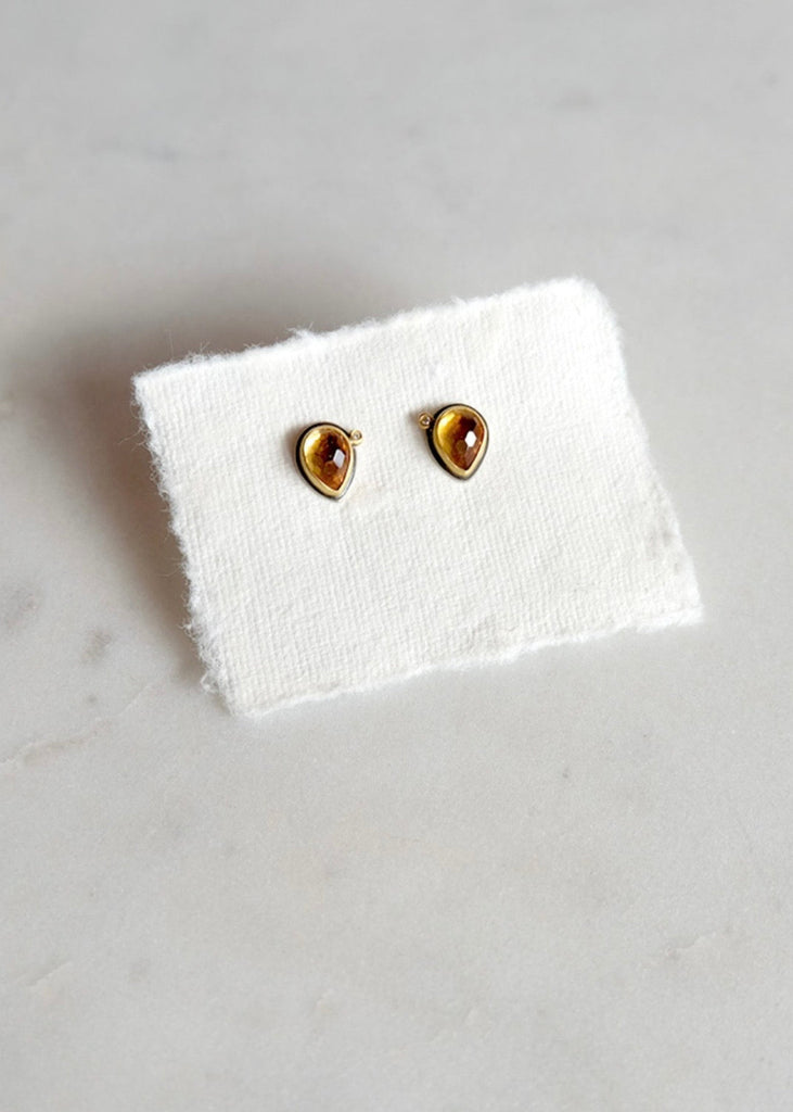 Ananda Khalsa | Rosecut Teardrop Citrine Stud Earring